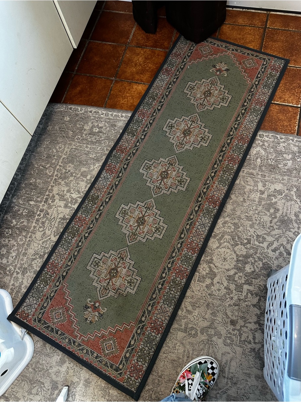 Classic Green and Rust Runner Rug - Home Accents